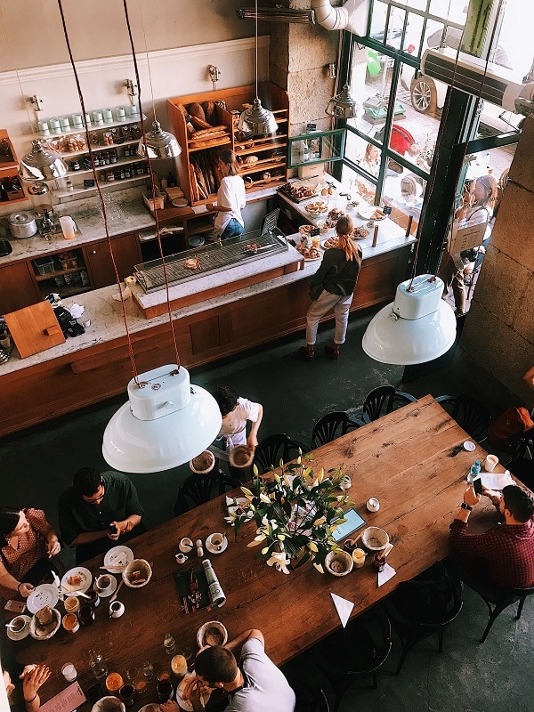 Overhead picture of a coffee shop